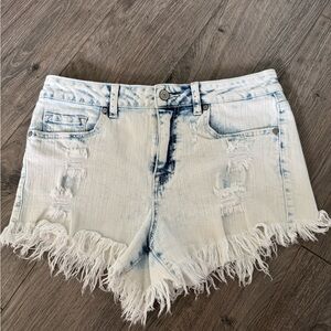 Altard State Frayed Hem Distressed Denim Shorts